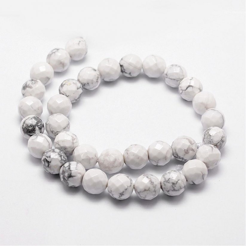 Natürlicher Howlit - Perlen, geschliffen, weiß, 8 mm