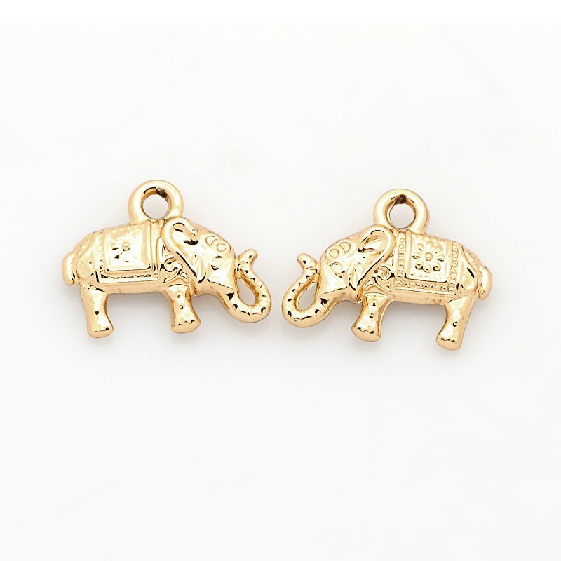 Fém függő elefánt, arany - 13x17x3,5mm