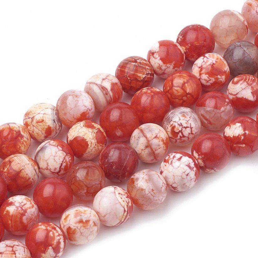 Geknackter Naturachat - Perlen, rot, 6 mm