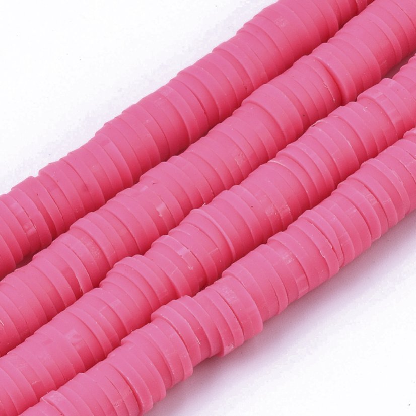 Heishi polymérový korálok - cerise, 6x0,5-1 mm