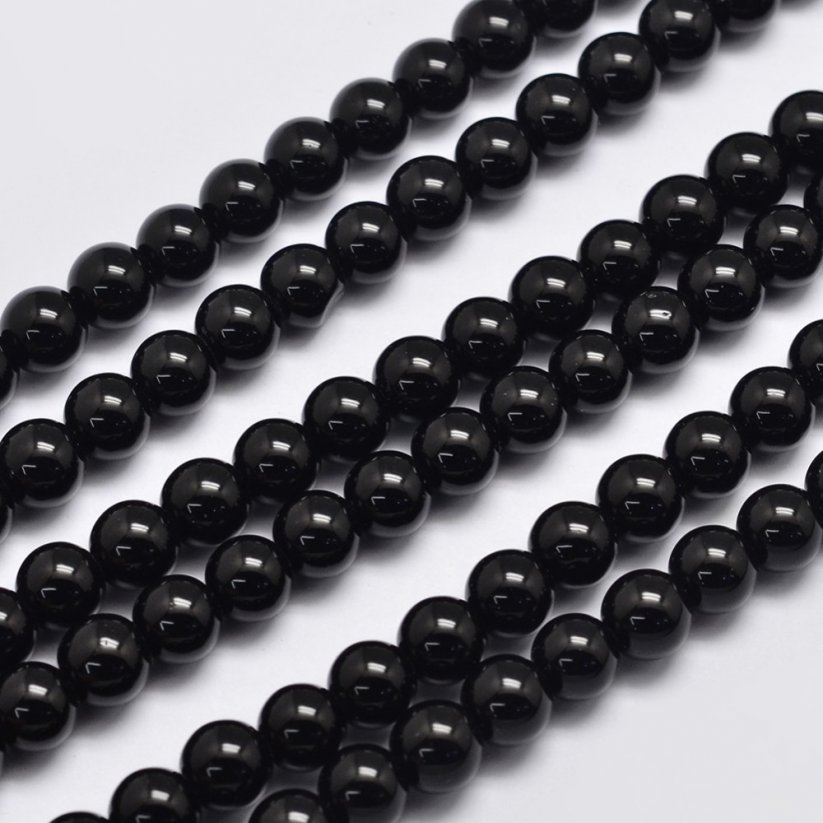 Natürlicher malaysischer Nephrit - Perlen, schwarz, 8 mm