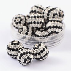 Shamballa gulička 12 mm, prievlak 2 mm, bieločierna
