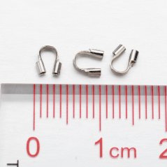 Zamačkávací koncovka z mosazi, pro návleky do Ø 0,5 mm, stříbrná, 4x5 mm