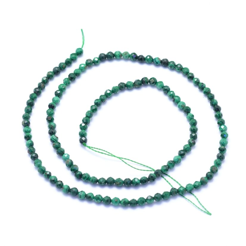 Prírodný malachit - korálky, zelené, brúsené, 3 mm