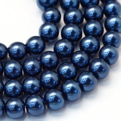 Glasperlen mit Perlmuttereffekt - 8 mm, dunkelblau