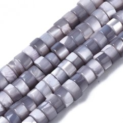 Heishi korálky s perleťou, 4x2 mm, svetlo sivé
