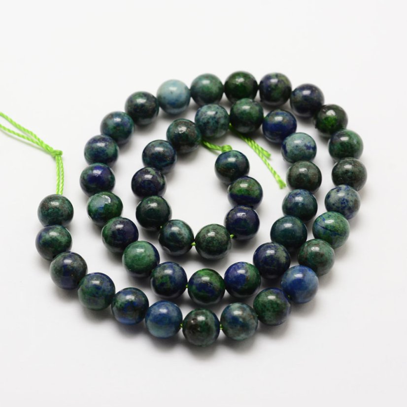 Směsný přírodní chryzokol a lapis lazuli - korálky, zelenomodré 8 mm