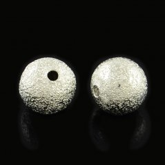 Texturált sárgaréz gyöngy - ezüst, 10 mm