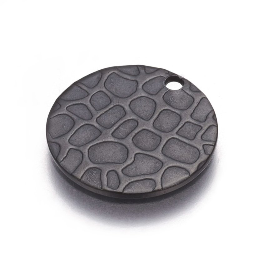Prívesok z 304 ocele so štruktúrou, čierny (EP), 15x1 mm