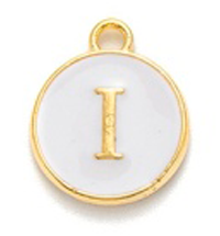 Kovový přívěšek s písmenem I, bílý, 14x12x2 mm