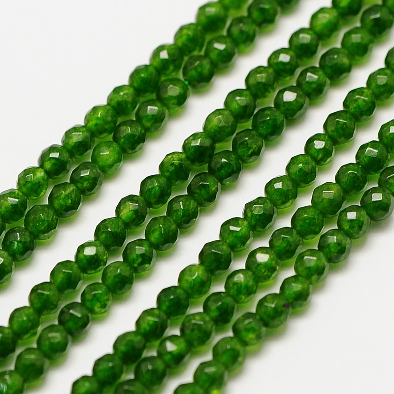 Natürlicher taiwanesischer Nephrit - Perlen, grün, 3 mm
