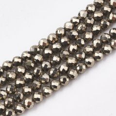 Metallisierter Pyrit - Perlen, geschliffen, 3 mm