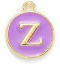 Fém medál Z betűvel, lila, 14x12x2 mm