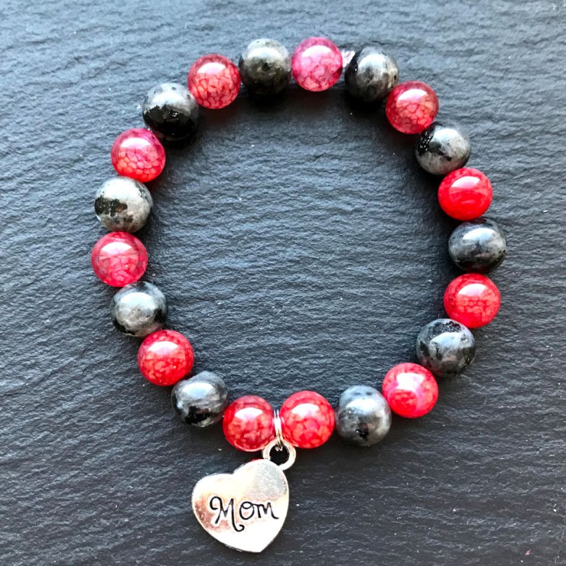 Náramek z labradoritu a praskaného achátu - maminka
