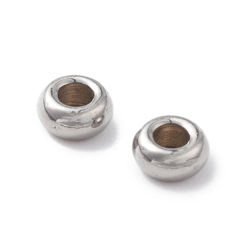 Oddeľovač z 304 ocele, rondelka, strieborná, 4x2 mm