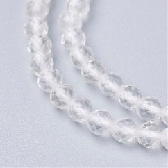 Přírodní křišťál - korálky, broušené, 3 mm