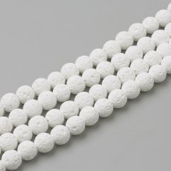 1 Faden Naturlava - Perlen, weiß, 8 mm