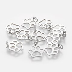 Přívěsek z nerezové oceli 304,"Psí tlapka", 13 × 12 × 1 mm