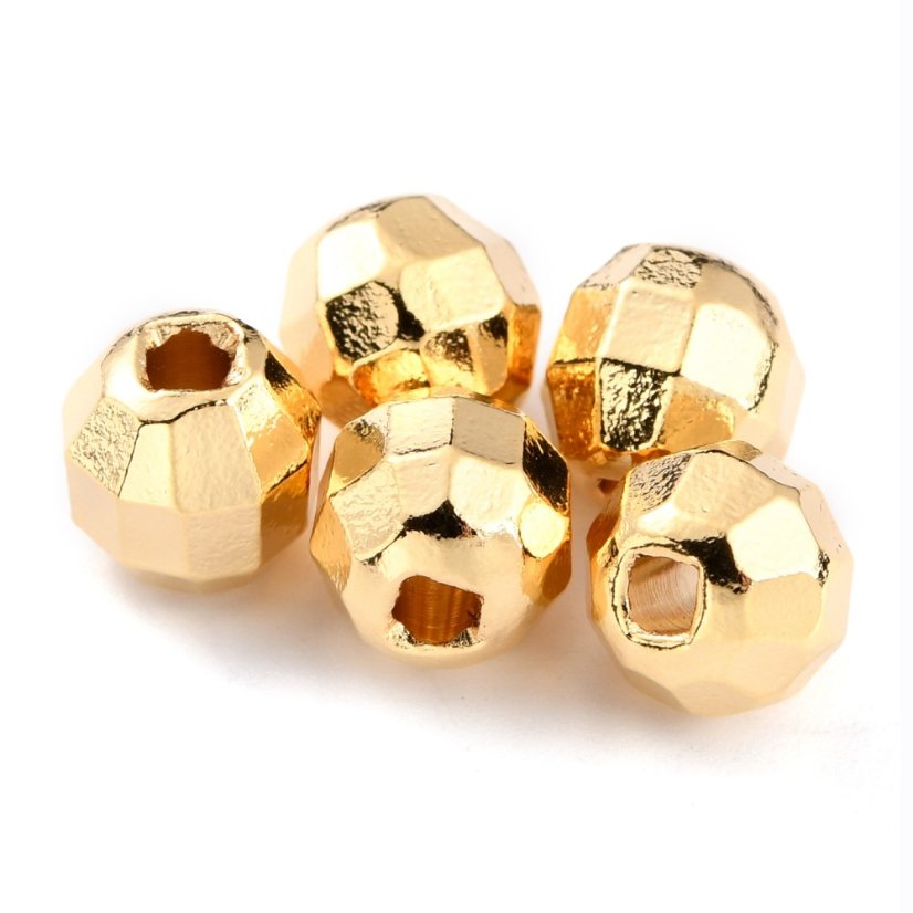 Sárgaréz elválasztó, gömb, arany, 7x7 mm