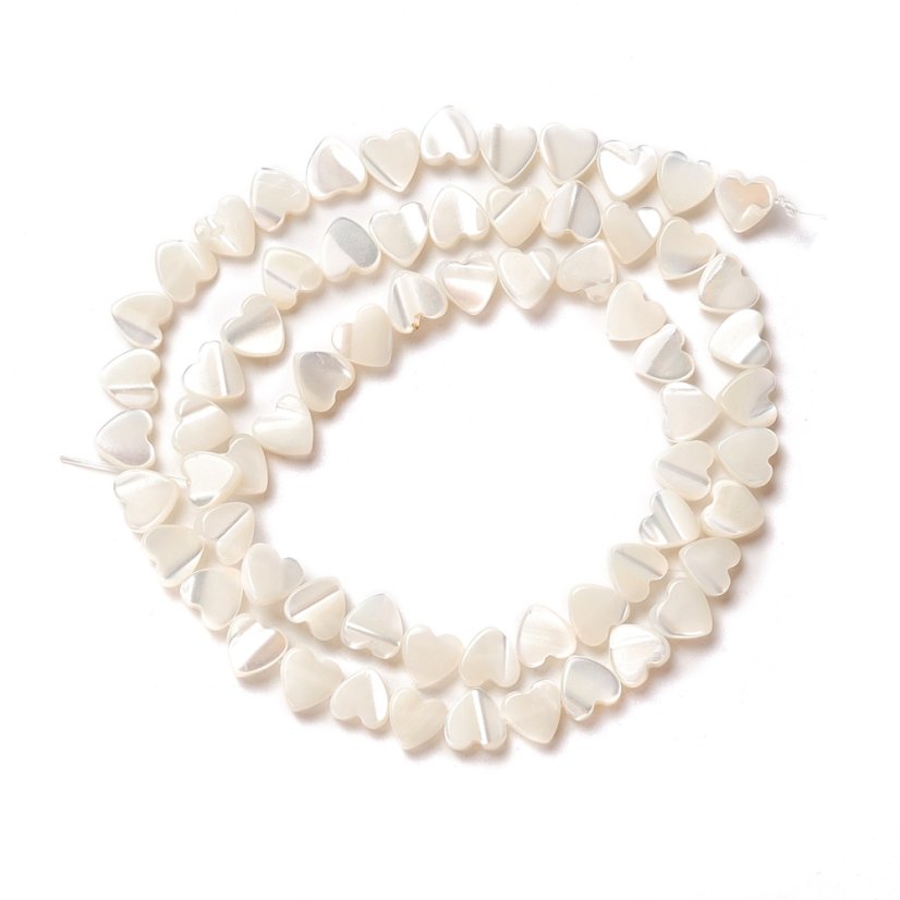 Prírodné perleťové srdiečka, 6,5x6,5 mm