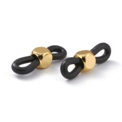 Szilikon horgok sárgaréz kockával szemüvegekhez, fekete, 20x6 mm