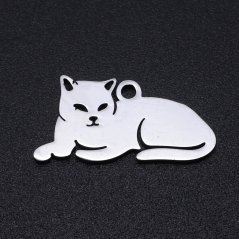 Přívěsek z nerezové oceli 304,"Kočka", 9,5 × 19 × 1 mm