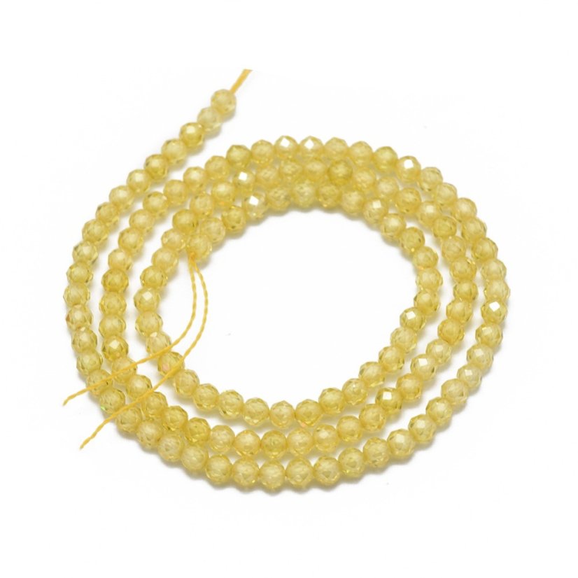 Cirkónia gyöngyök - csiszolt, sárga , 3 mm