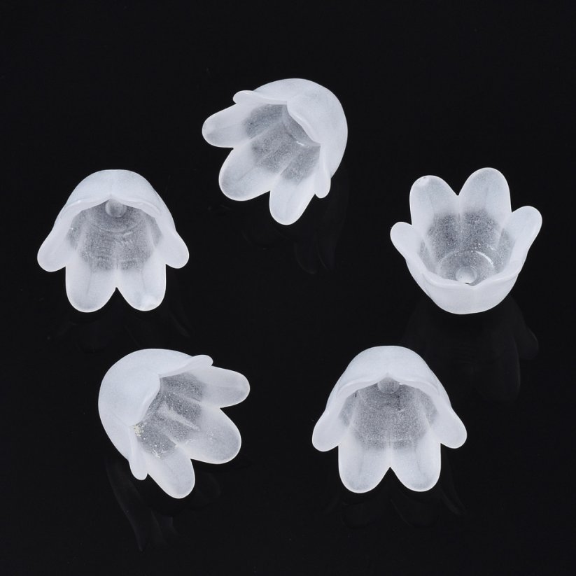 Akril gyöngykupak, virág, átlátszó, 8x10,5x10,5 mm