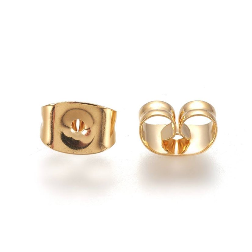 Náušnicové zarážky z 304 ocele, zlaté, 6x4,5x3 mm
