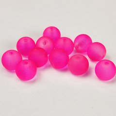 Skleněné korálky matné - 8 mm, neon růžové