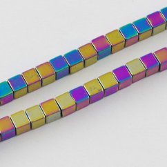 Szintetikus hematit, nem mágneses - gyöngy, többszínű, 4x4 mm