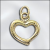 Nyitott szívecske medál, arany, 11x12 mm, gold filled