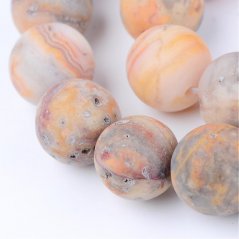 Přírodní bláznivý achát - korálky, matné, oranžové, 6 mm