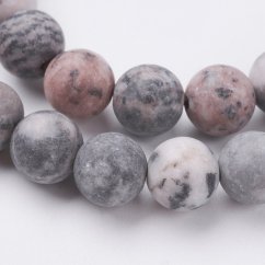 Natürlicher Jaspis - Perlen, matt, Zebra, grau-rosa, 4 mm