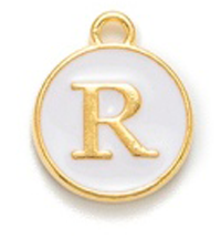 Metallanhänger mit dem Buchstaben R, weiß, 14x12x2 mm
