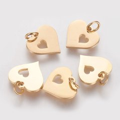 Medál 304 arany acélból "szív" 12x12,5x1 mm
