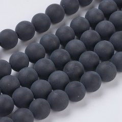 Természetes achát - gyöngyök, fekete, matt, 6 mm