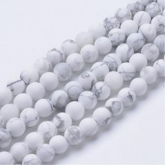 Natürlicher Howlit - Perlen, matt, weiß, 6 mm