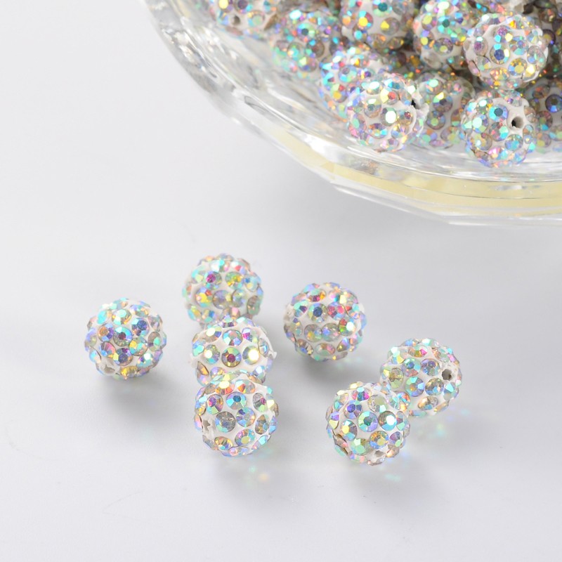 Shamballa kulička 8x8 mm, průvlek 1 mm, andělská aura