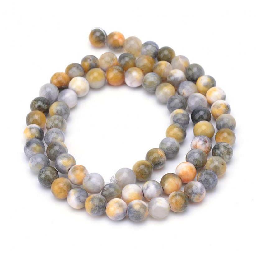 Natürliche weiße Jade - Perlen, goldgelb, 8 mm