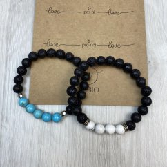 Geschenkkarte für Paare - Armbänder aus Lava und Howlith