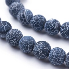 Přírodní chalcedon (dračí achát) - korálky, ledové, tmavě modré, 8 mm