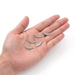 Přívěsek z nerezové oceli 304,"Peří", 20.5x6.5x1mm
