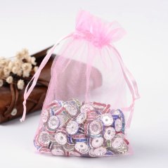 Organza zsákocska - 15x10 cm, rózsaszín