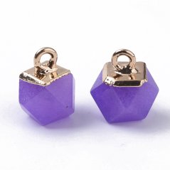 Přívěšek z bílého nefritu s očkem - fialový, 12x10x10mm