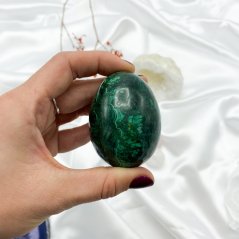 Természetes malachit tojás, talizmán, 6,2x4,5 cm, 269 g