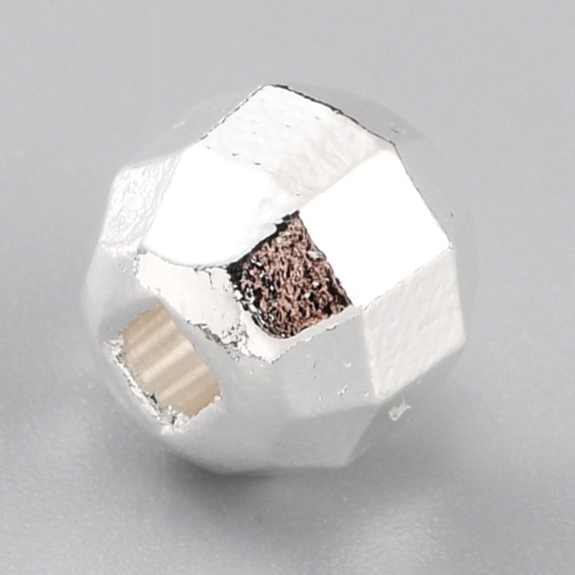 Mosadzný oddeľovač, gulička, strieborná, 7x7 mm