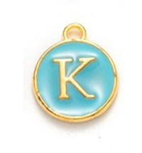 Metallanhänger mit dem Buchstaben K, türkis, 14x12x2 mm