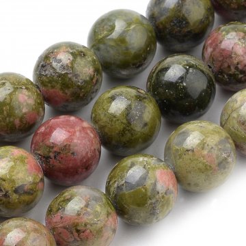 Mineralperlen aus Unakit - Perlenloch - 1 mm