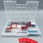 Verstellbare Aufbewahrungsbox aus Plastik mit 21 Fächern, klar, 290x195x35 mm